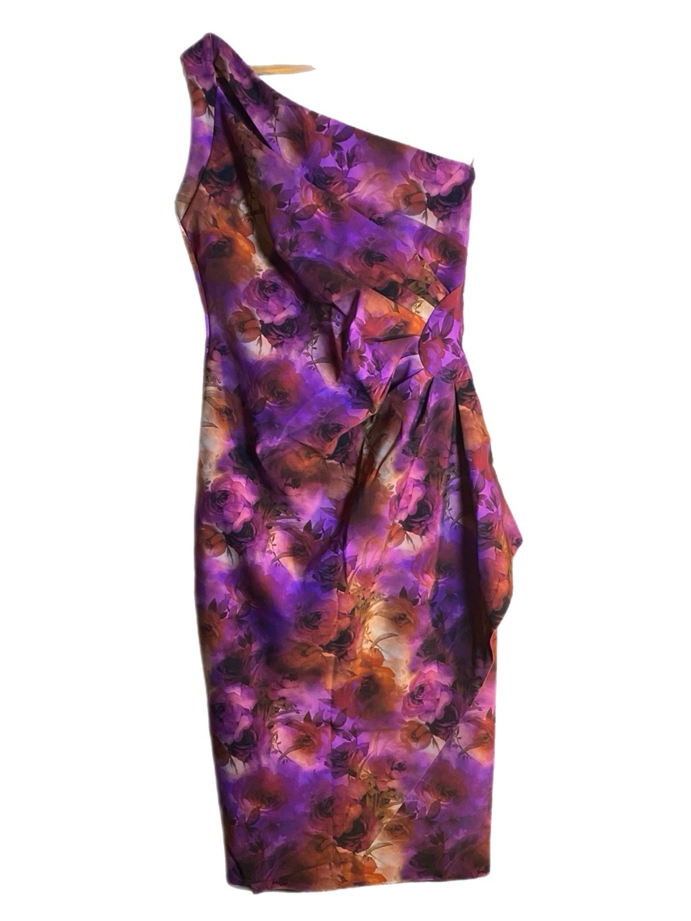 Chiara Boni One-Shoulder Purple & Magenta Abstract Sheath Dress Size Large Us10 - Picture 3 of 11